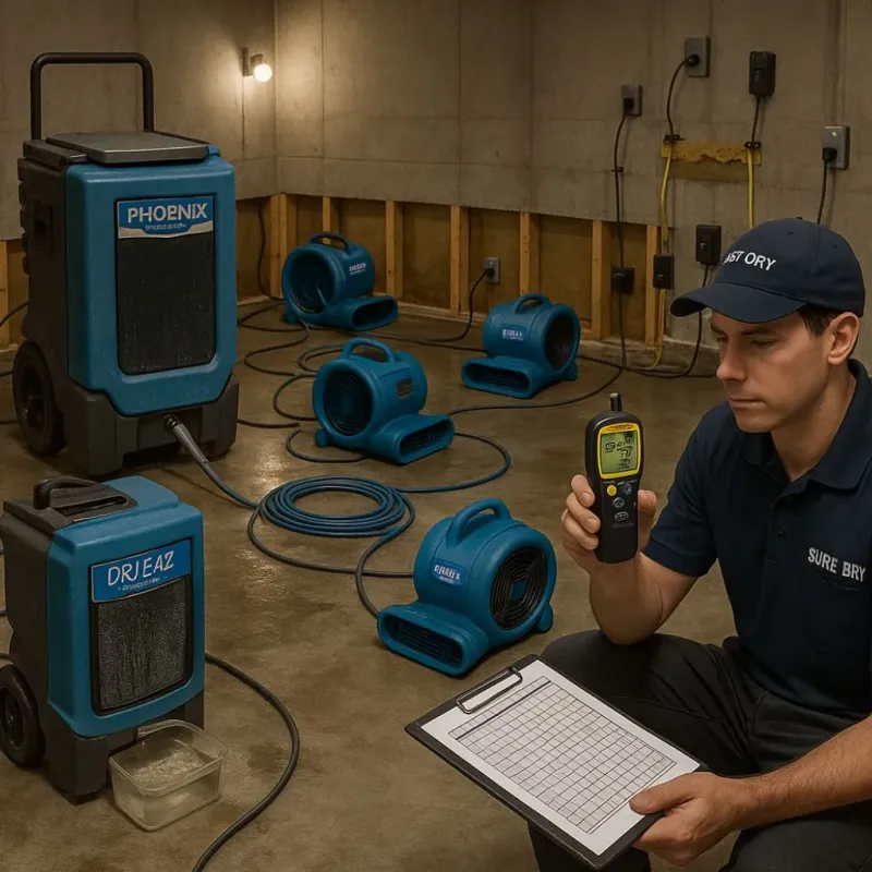 Structural Drying and Dehumidification process in McCord, OK
